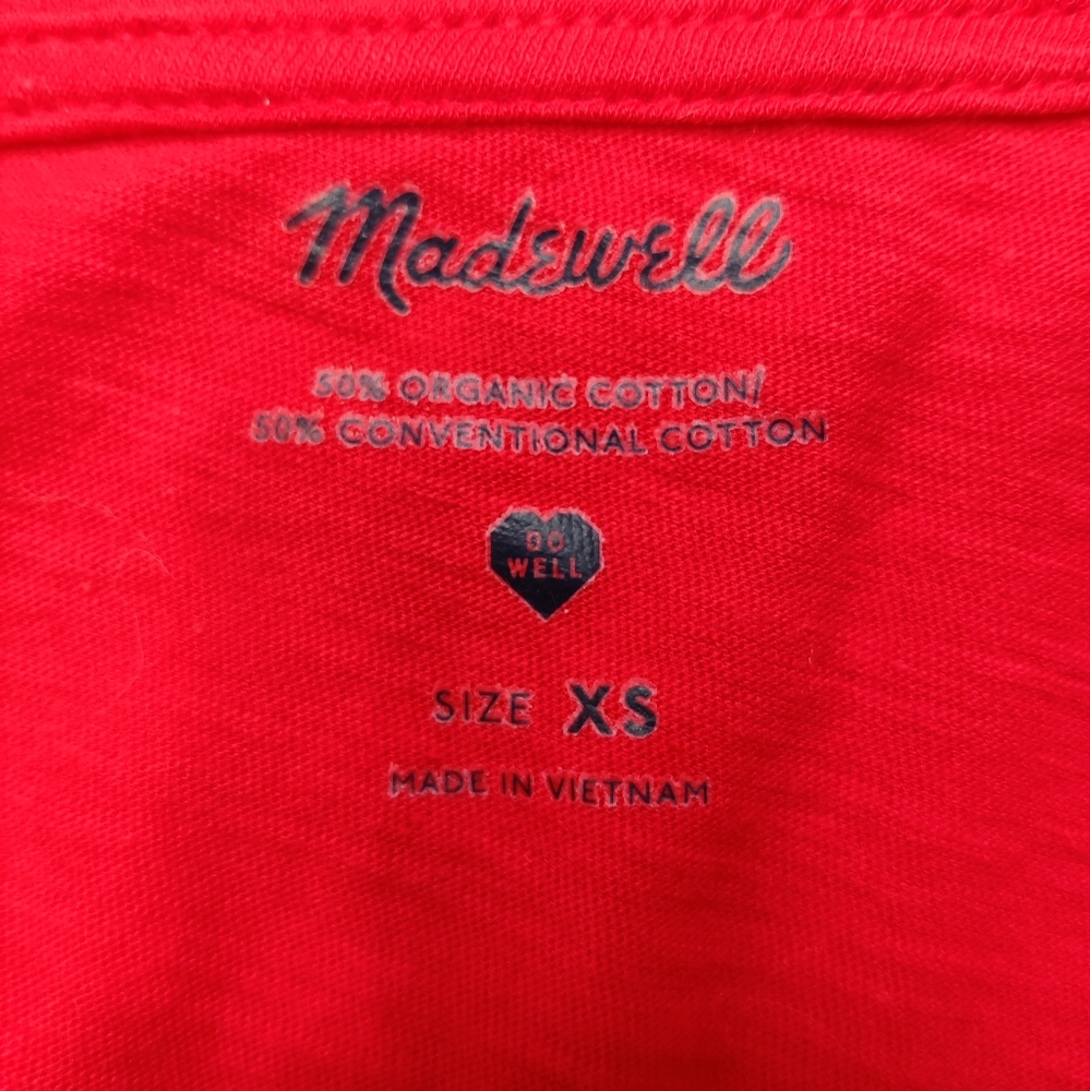 Madewell Red V-Neck Tee Extra Small - Picture 3 of 3